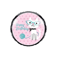 Globo Happy Birthday de Gatos de 43 cm - Creative Converting