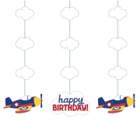 Colgantes decorativos de Aviadores feliz cumpleaños - 91 cm - 3 unidades