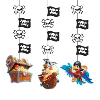 Colgantes decorativos de Barco pirata de 80 cm - 3 unidades