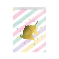 Bolsas de papel de Unicornio dorado - 10 unidades
