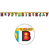 Guirnalda feliz cumpleaños de Emoticonos - 2,23 m