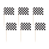 Picks para cupcakes de bandera a cuadros - 50 unidades