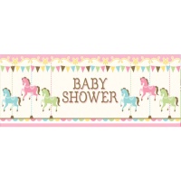 Mural decorativo de Carousel baby shower - 1,52 x 0,50 m