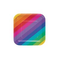 Platos cuadrados de Orgullo Gay de 17 cm - 8 unidades