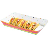 Bandeja de 28,5 x 37,5 cm rectangular de cartón para tacos mejicanos - 1 unidad