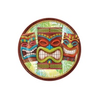 Platos de Totem Hawaiano de 22 cm - 8 unidades