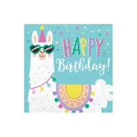 Servilletas de Llamas Happy Birthday de 16,5 x 16,5 cm - 16 unidades