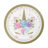 Platos de Unicornio Encantado 17 cm - 8 unidades