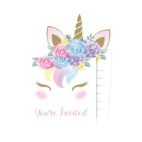 Invitaciones de Unicornio Encantado  - 8 unidades