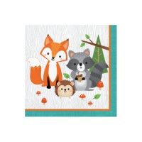 Servilletas de Animales del Bosque de 16,5 x 16,5 cm - 16 unidades