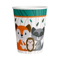 Vasos de Animales del Bosque de 250 ml - 8 unidades