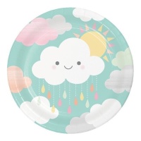 Platos de Clouds Party de 22 cm - 8 unidades