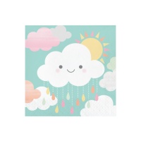 Servilletas de Clouds Party con sol de 16,5 x 16,5 cm - 16 unidades