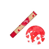 Cañón de confetti con pétalos y corazones rojos de 40 cm