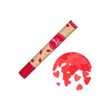 Cañón de confetti con pétalos y corazones rojos de 50 cm