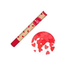 Cañón de confetti con pétalos y corazones rojos de 60 cm