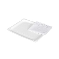 Bandejas de 22 x 28 cm rectangulares de cartón blanco con blonda - 2 unidades