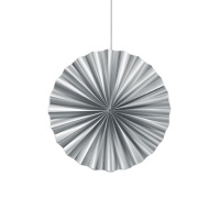 Colgante redondo de abanico plata metalizado de 35 cm