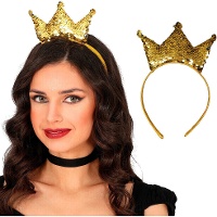 Diadema con corona de lentejuelas - 1 unidad