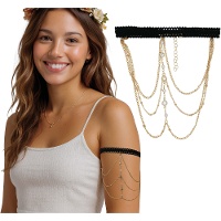 Brazalete con cadenas y piedras plateadas