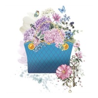 Papel de sublimación A3 bolso azul de flores - Artis decor - 1 unidad
