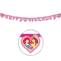 Guirnalda feliz cumpleaños de las Princesas Disney - 1,75 m