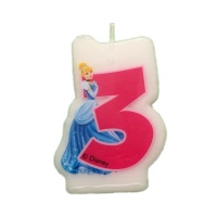 Vela número 3 de las Princesas Disney de 5,5 x 6,5 cm - 1 unidad