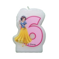 Vela número 6 de las Princesas Disney de 4,5 x 6,5 cm - 1 unidad