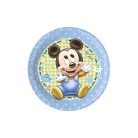 Platos de Mickey Baby azules de 20 cm - 8 unidades