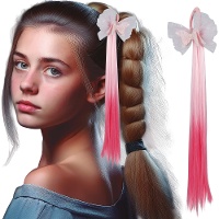 Mechón rosa con lazo de 40 cm