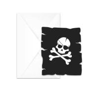 Invitaciones de bandera pirata - 6 unidades