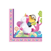 Servilletas de Minion y Unicornio de 16,5 x 16,5 cm - 20 unidades
