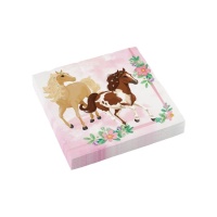 Servilletas de Caballo rosa de 16,5 x 16,5 cm - 20 unidades