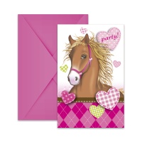 Invitaciones de Caballo Rosa - 6 unidades