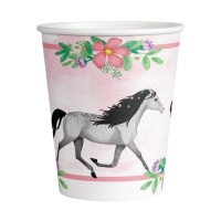 Vasos de Caballo rosa de 250 ml - 8 unidades