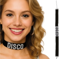 Collar choker de disco con letras brillantes