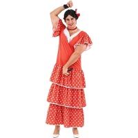 Disfraz de sevillana rojo con lunares para hombre