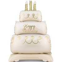 Globo de tarta Happy Birthday de 1,00 x 0,70 m con pie