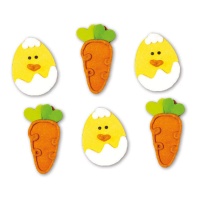 Figuras de azúcar de pollitos y zanahorias - Decora - 6 unidades