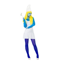 Disfraz de enanito azul con guantes para mujer