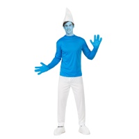 Disfraz de enanito azul con guantes para hombre