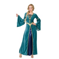 Disfraz de dama medieval con vestido para mujer