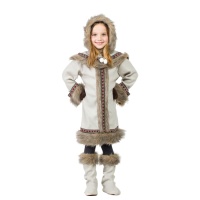 Disfraz de esquimal con capucha y guantes para niña