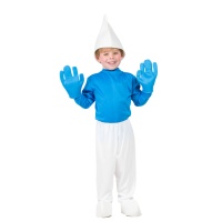Disfraz de enanito azul con guantes para niño