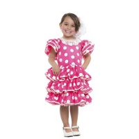 Disfraz de sevillana rosa y blanco para niña