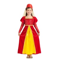 Disfraz de reina medieval rojo para niña