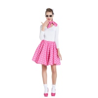 Disfraz de los años 50 con falda rosa para mujer