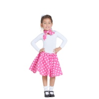 Disfraz de los años 50 con falda rosa para niña