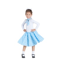 Disfraz de los años 50 con falda azul para niña