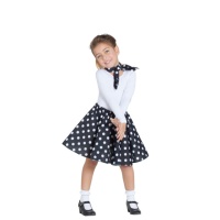 Disfraz de los años 50 con falda negra para niña